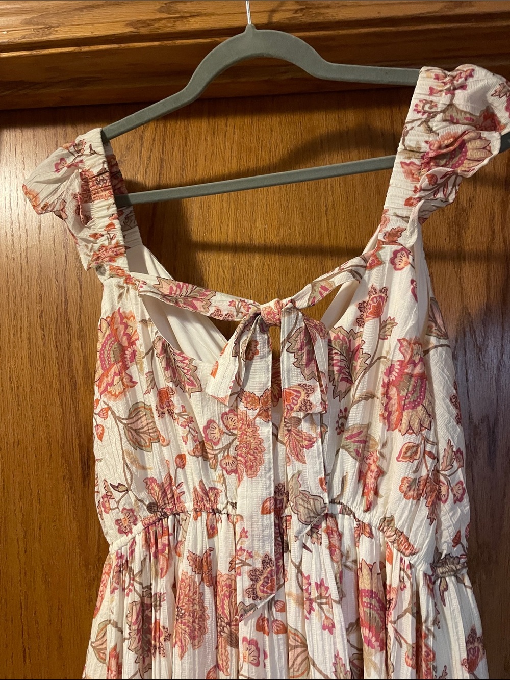torrid Floral Ruffle Strap Maxi Dress in Cream and Rust L14 - Picture 4 of 12